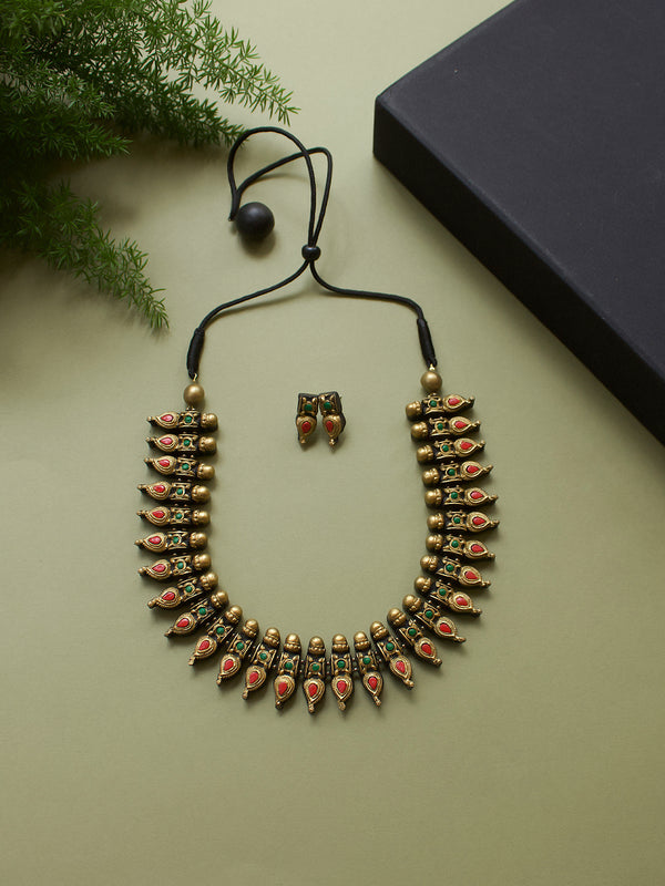 Tear Drop Design Hand Painted Finish Terracotta Jewellery Set