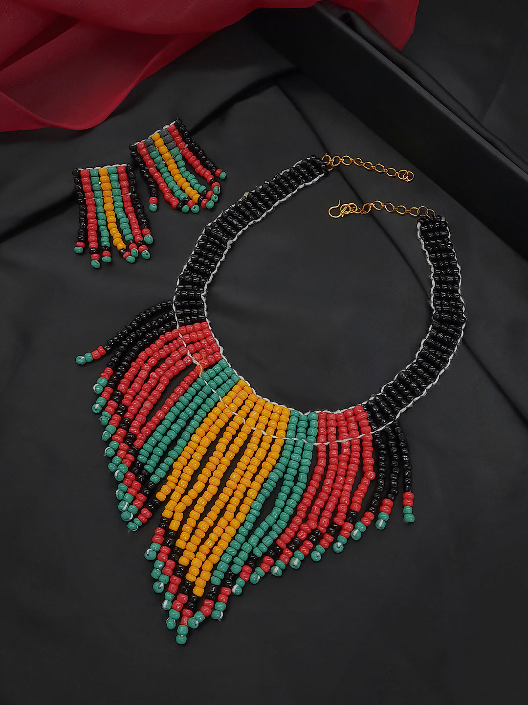 Tribal Design Glass Bead Jewelry Set