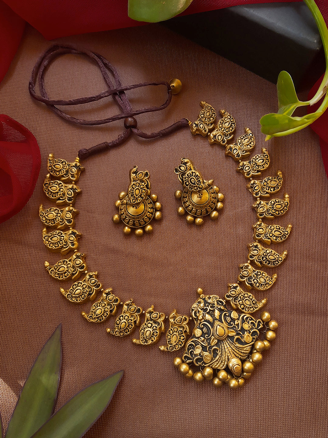 Mango Design Hand Painted Terracotta Jewellery Set