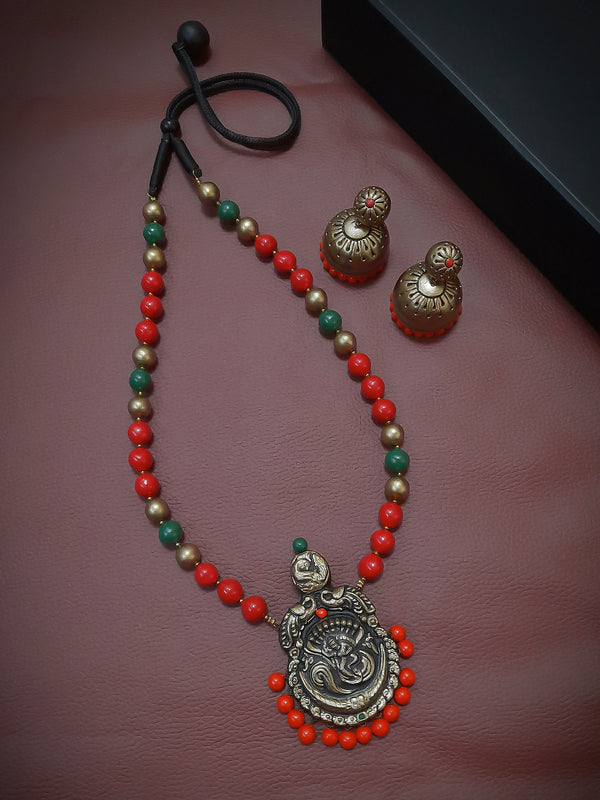 Gopalakrishna Design Hand Painted Terracotta Jewellery Set