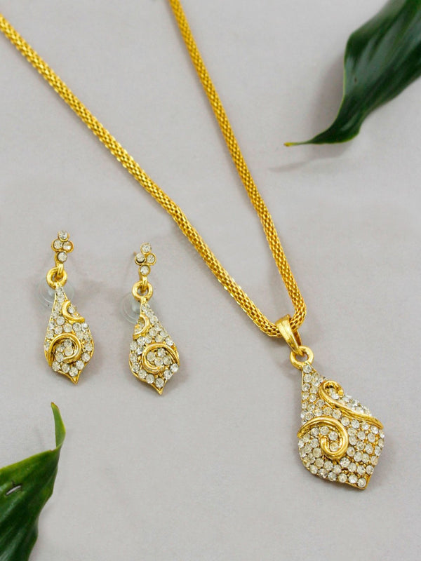 Gold Plated Mesh Chain Pendant Necklace Set Traditional Jewelry