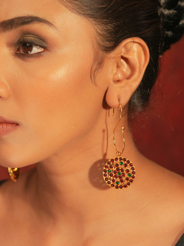 Gold Tone Temple Earrings- S hook jada billa