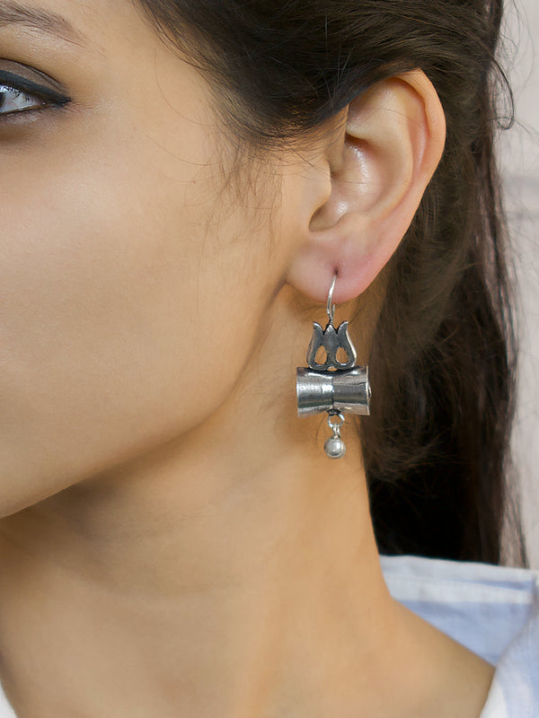 Trishul Design German Silver Earring