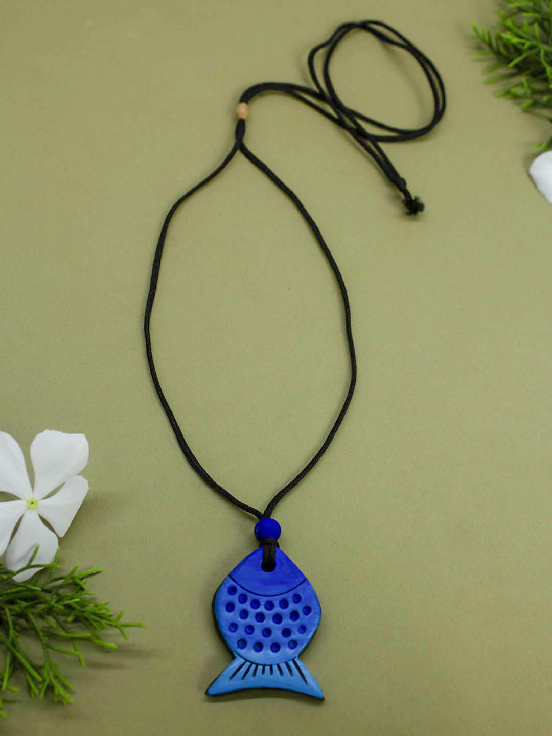 Blue Fish Style Handmade Terracotta Necklace
