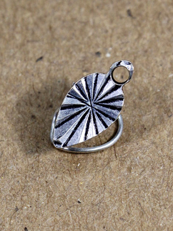 Oxidized Silver Geometric Design Bezel Nose Pin