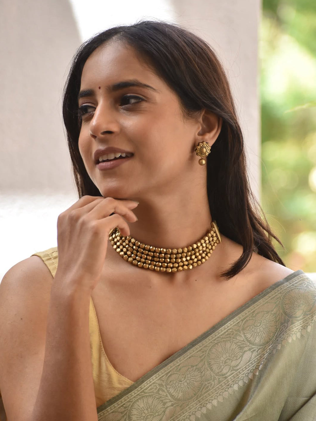 Hemali – Handmade Antique Gold Multi-Strand Astapattamani Choker Necklace