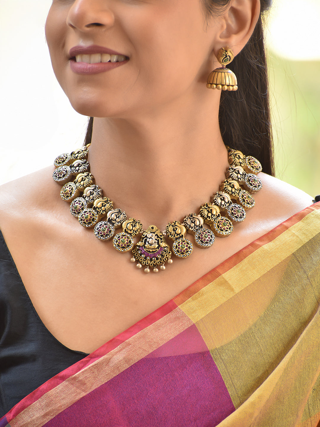 Terracotta Temple Coin Necklace Set