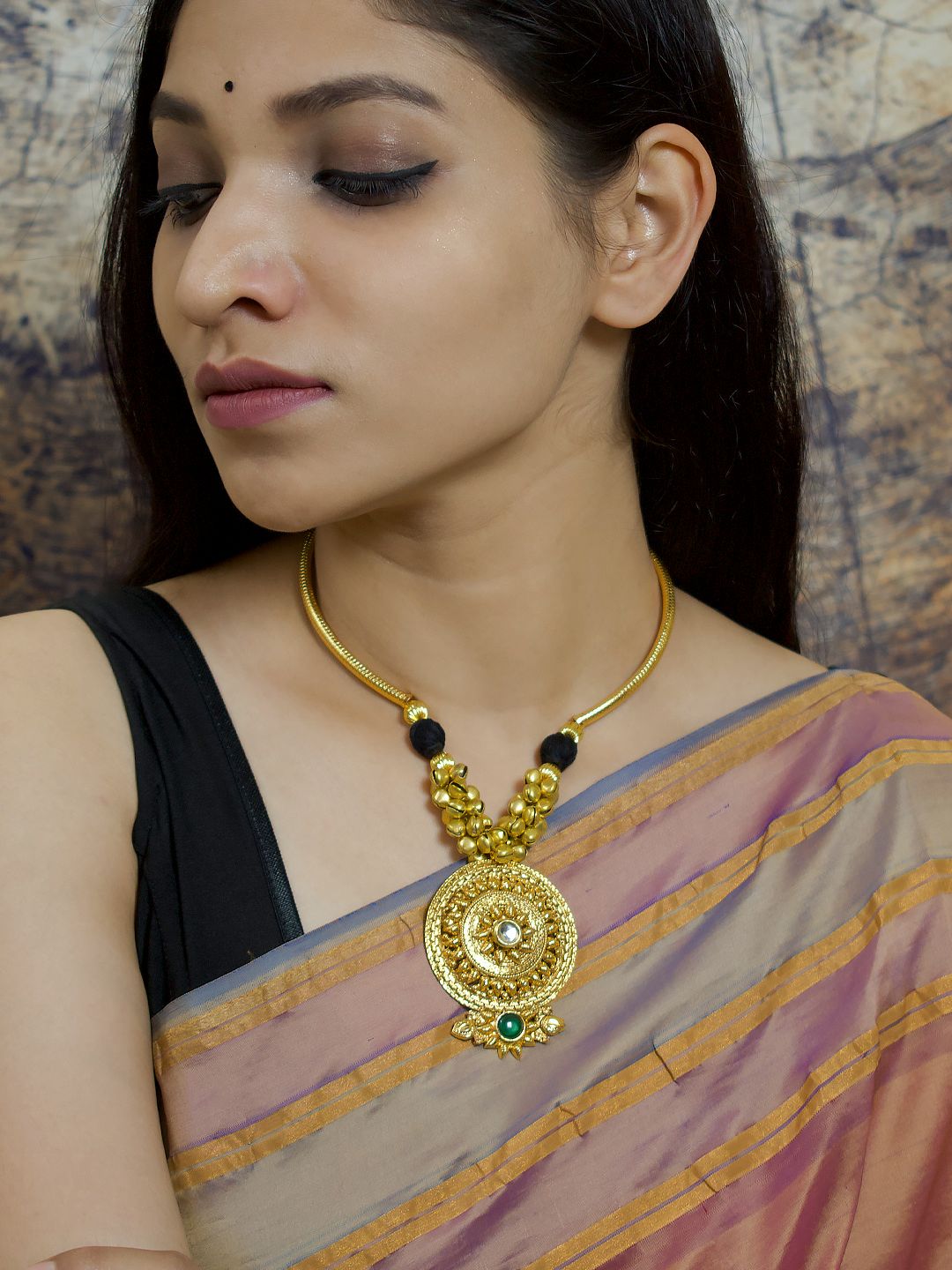 Flower Design Brass Necklace