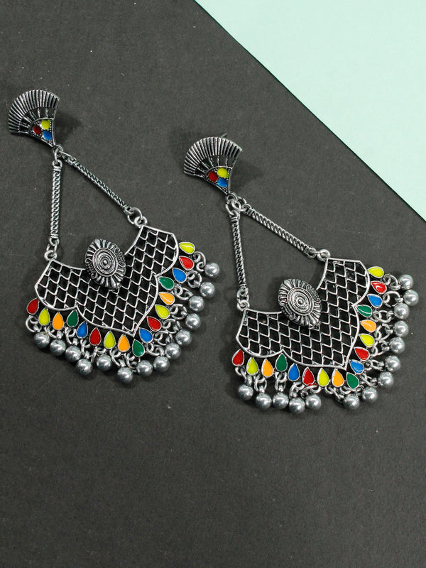 Multicolor Geometric Design Dangler Earring